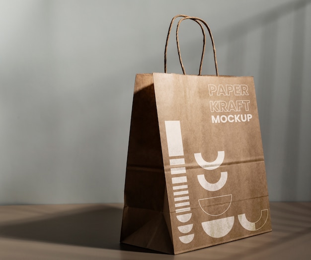 Paper kraft products mockup with shadows