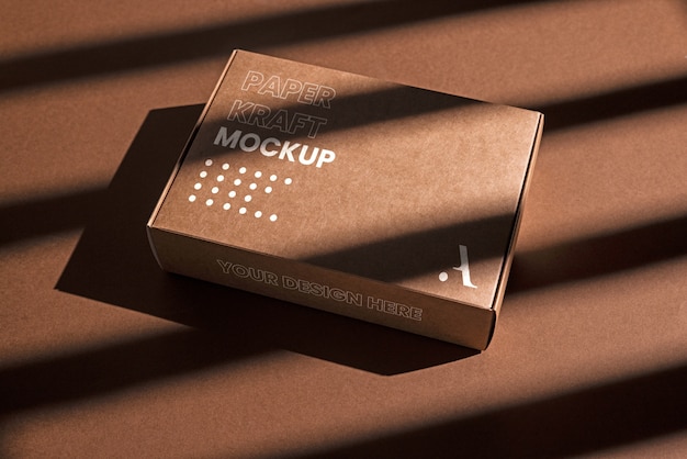 PSD paper kraft products mockup with shadows