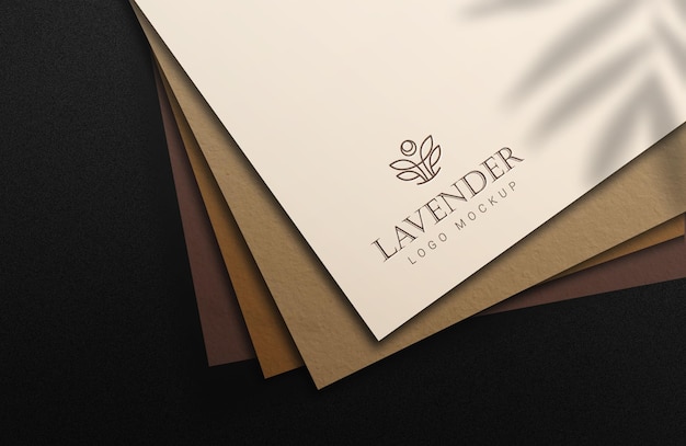 Paper logo mockup with realistic shades of brown colors on a textured background Luxury mockup logo