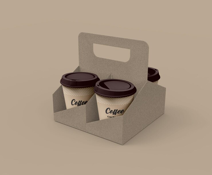 Paper made coffe cup mockup with cup holder