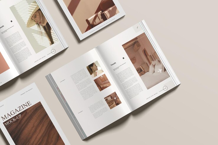 PSD paper magazine or brochure mockup design