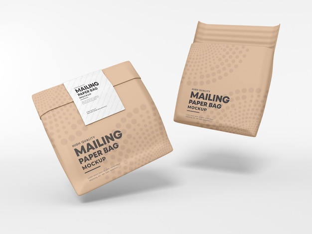 Paper mailing delivery bag mockup