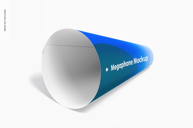 Paper megaphone mockup, isometric left view