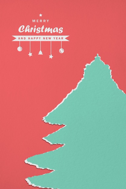 Paper merry christmas and happy new year mockup