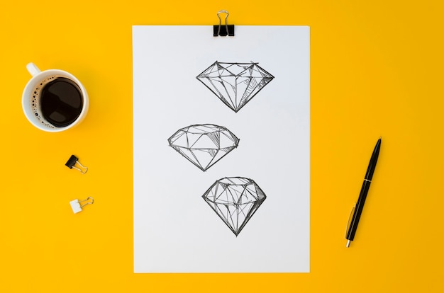 paper mock-up on yellow background