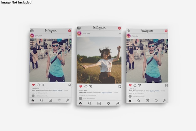 Instagram投稿の紙のモックアップ