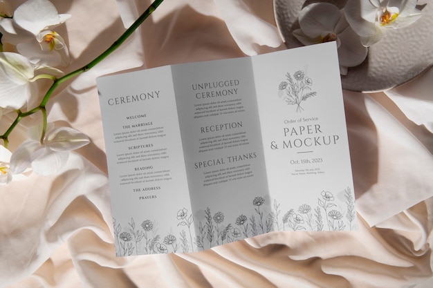Paper mockup near orchid