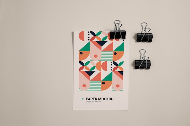 Paper mockup with clip template