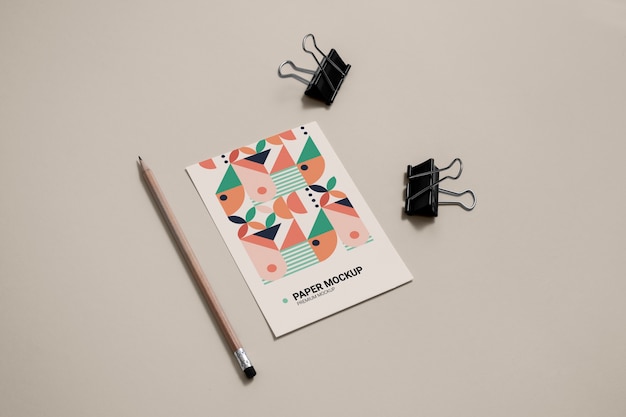 PSD paper mockup with clip template