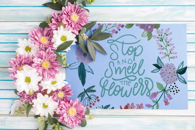 paper mockup with floral decoration