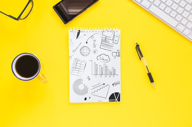 paper mockup with internet of things concept