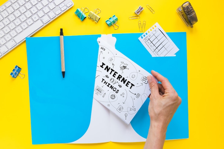 PSD paper mockup with internet of things concept