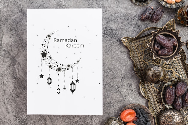 Paper mockup with ramadan concept