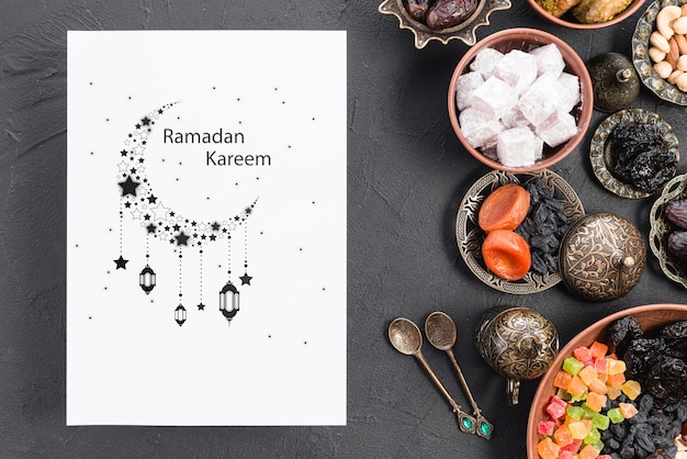 PSD paper mockup with ramadan concept