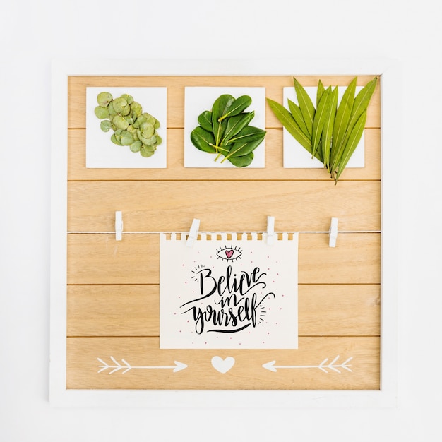 PSD paper mockup with tropical leaves