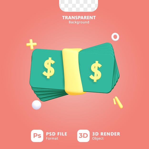 Paper money essential 3d icon set for ui design