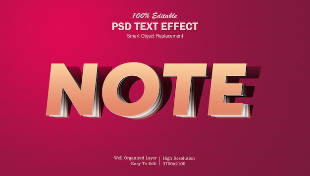 Paper note editable text effect