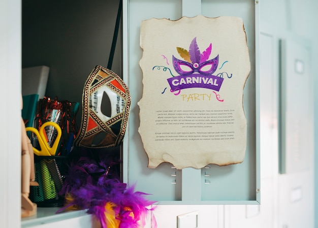 Paper page mockup with carnival concept