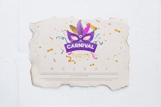Paper page mockup with carnival concept