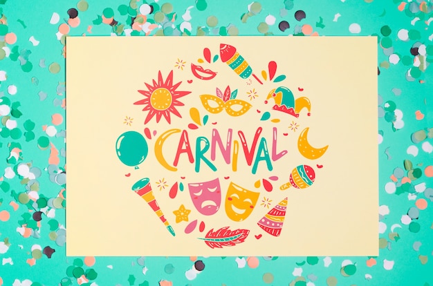 PSD mockup di pagina di carta con il concetto di carnevale