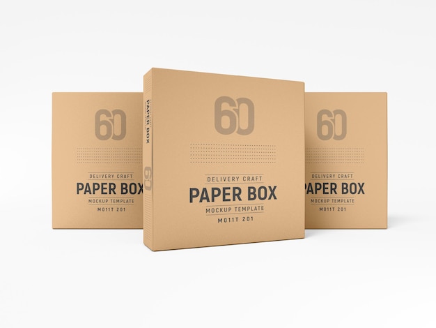 Paper parcel delivery box branding mockup