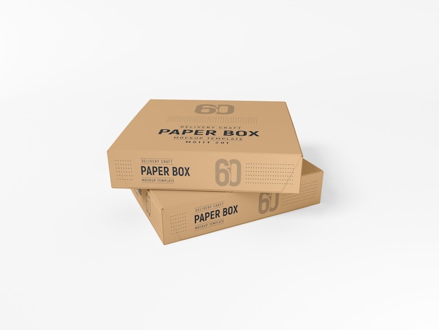 Paper parcel delivery box branding mockup