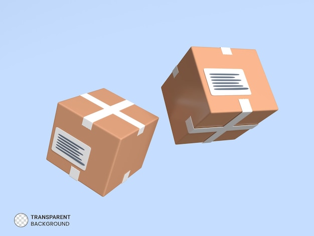 PSD paper parcel delivery box icon isolated 3d render illustration