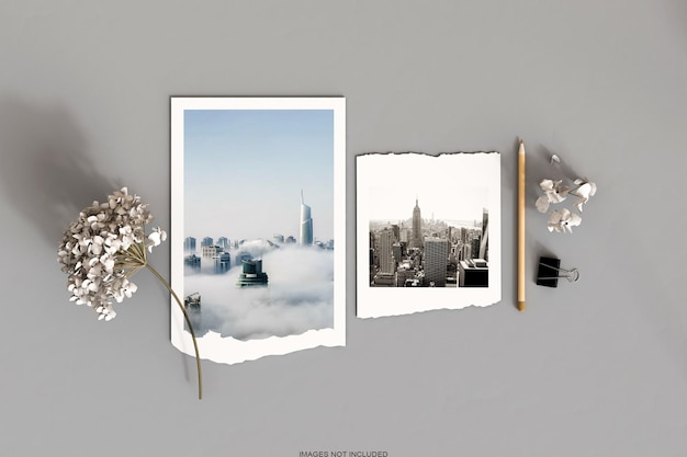 Paper photo frame mockup