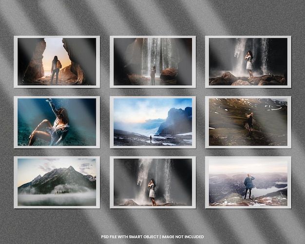 Modello di mockup polaroid con cornice per foto in carta psd premium