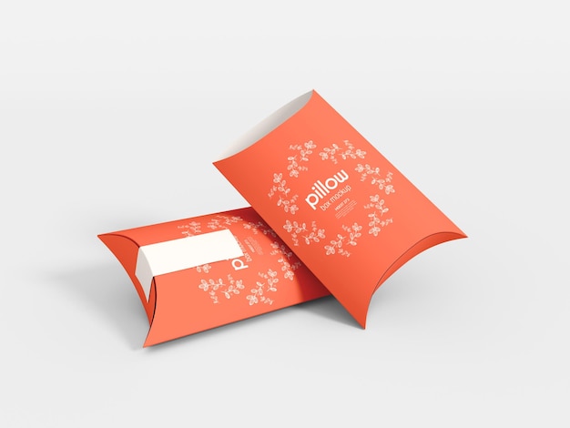 Paper pillow box packaging mockup