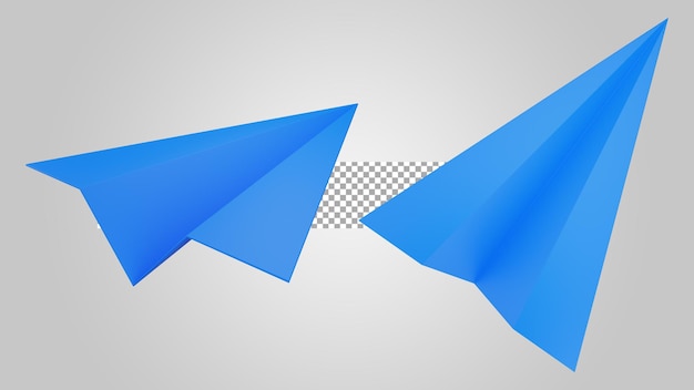 PSD paper plane on transparent background 3d render