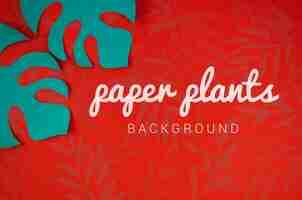 PSD paper plants background with monstera blue leaves