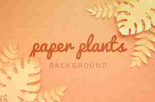 PSD Бумажные растения монохромный оранжевый фон
