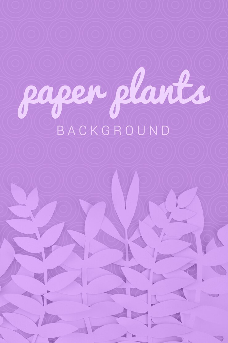 PSD paper plants monochrome violet background
