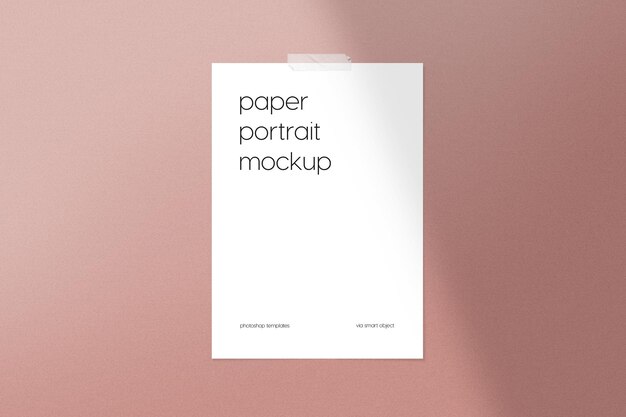 Paper Portrait Mockup on Textured Background