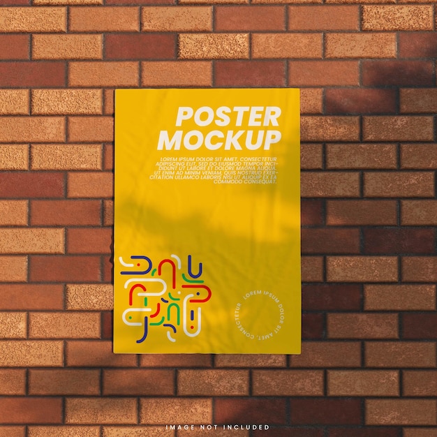 PSD mockup di poster di carta con sfondo brickwall