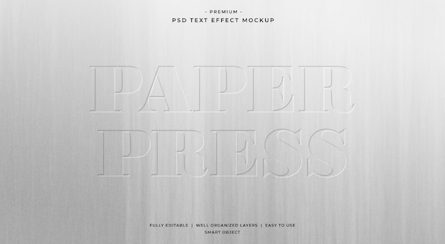 PSD paper press text effect mockup template