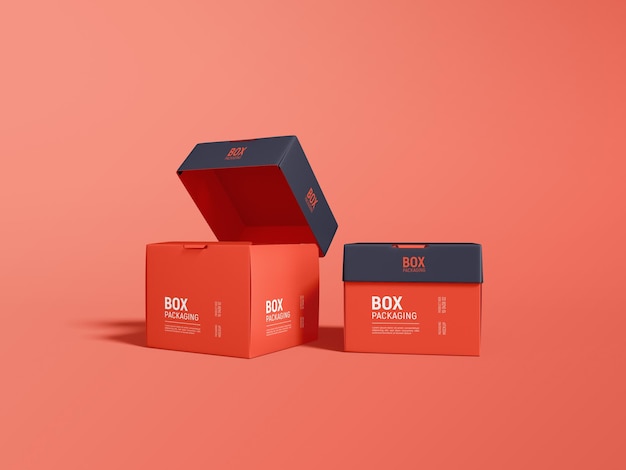 PSD paper product delivery box branding mockup