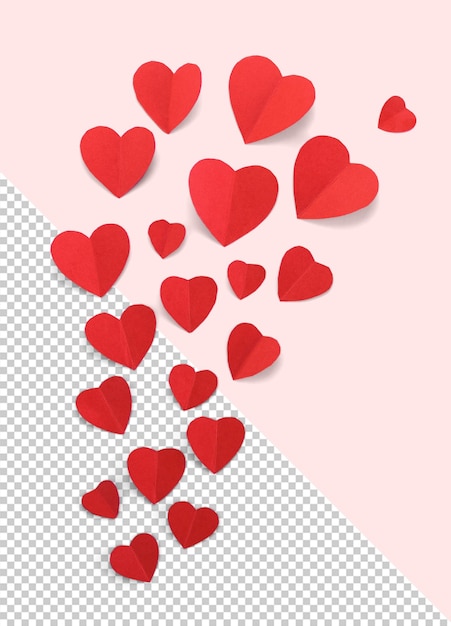 PSD paper red hearts mockup