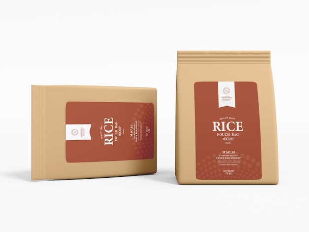 Paper rice pouch bag packaging mockup