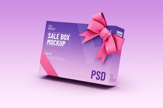 PSD paper sale box packaging template for product design mockup on clean background