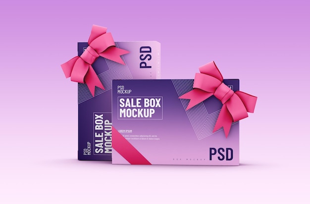 PSD paper sale box packaging template for product design mockup on clean background