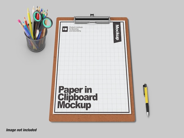 Paper sheet in clipboard mockup