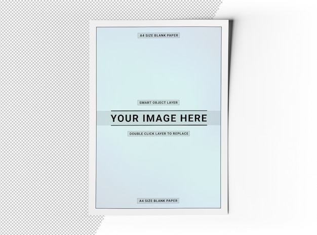白い表面のモックアップにカット紙チラシ