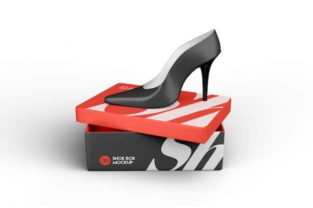 PSD paper shoe box branding mockup