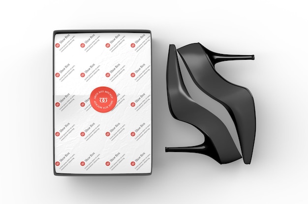 PSD paper shoe box branding mockup