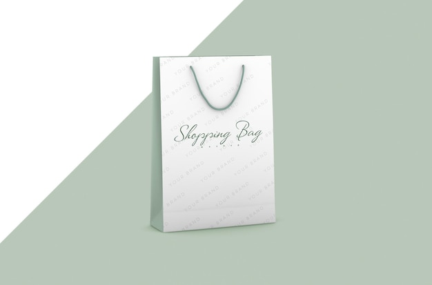 Paper shopping package with rope handles isolated mock up for branding and corporate identity