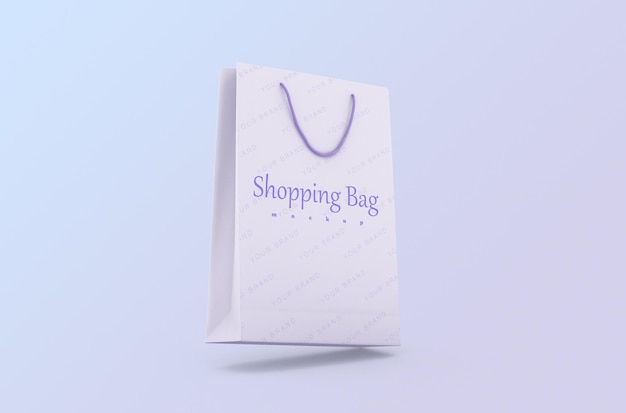 Paper shopping package with rope handles isolated mock up for branding and corporate identity