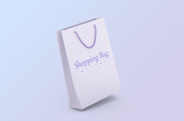 Paper shopping package with rope handles isolated mock up for branding and corporate identity