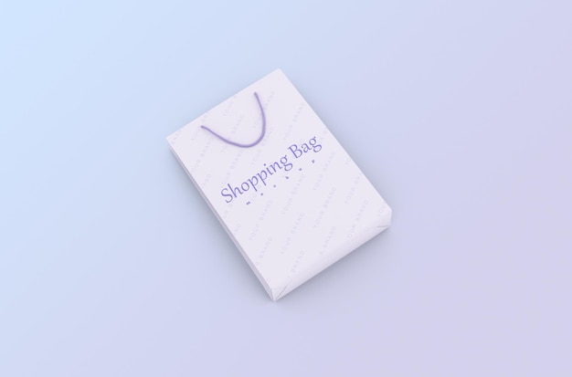 Paper shopping package with rope handles isolated mock up for branding and corporate identity